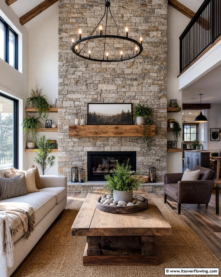 Natural Stone Decor Details - 21 Rustic Decor Ideas for Cozy Farmhouse-Chic Interior Accents