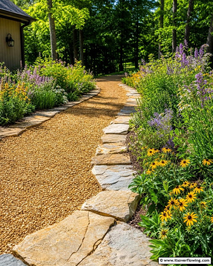 Natural Stone Edging for Organic Appeal - 25 Gravel Driveway Edging Ideas for a Polished Look