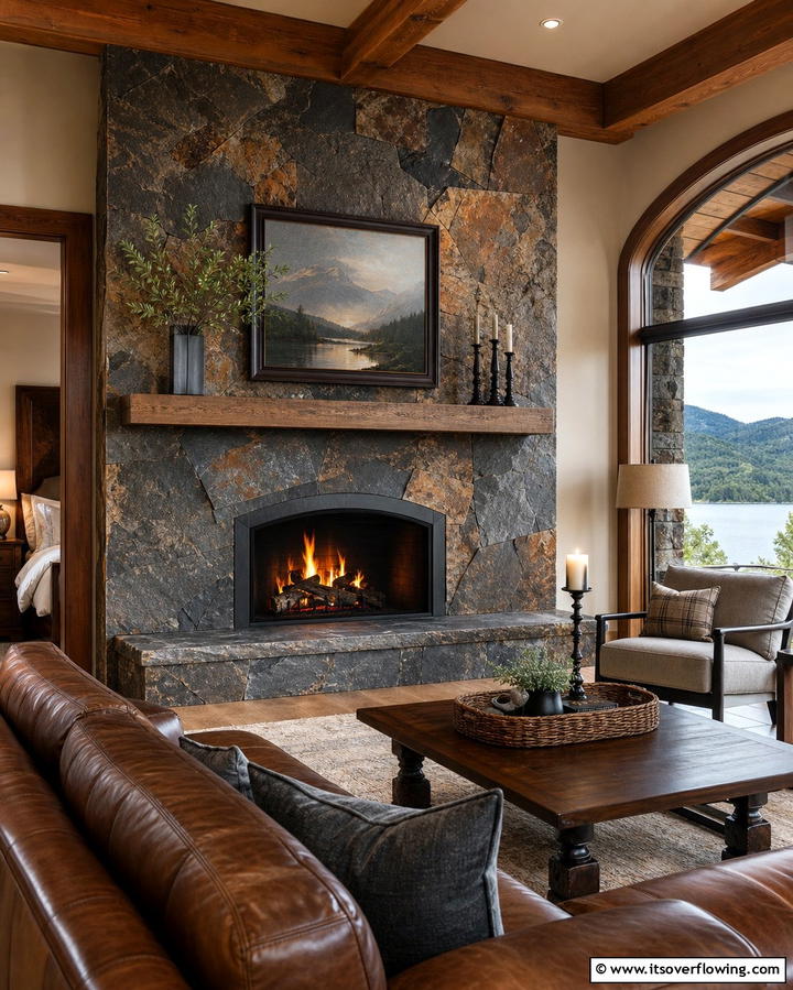 Natural Stone Elegance - 25 Fireplace Backsplash Ideas for a Stunning Focal Point