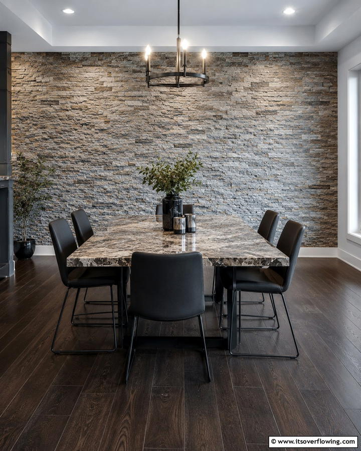 Natural Stone Elements - 25 Masculine Dining Room Ideas for Modern Men
