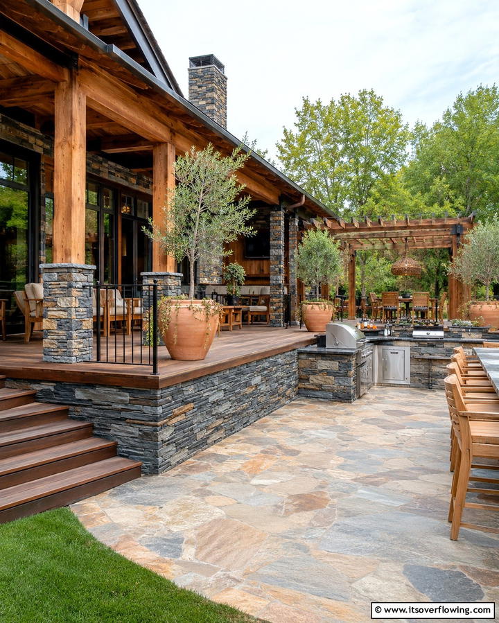 Natural Stone Embellishment - 30 Stylish Deck Skirting Ideas to Elevate Outdoor Entertaining