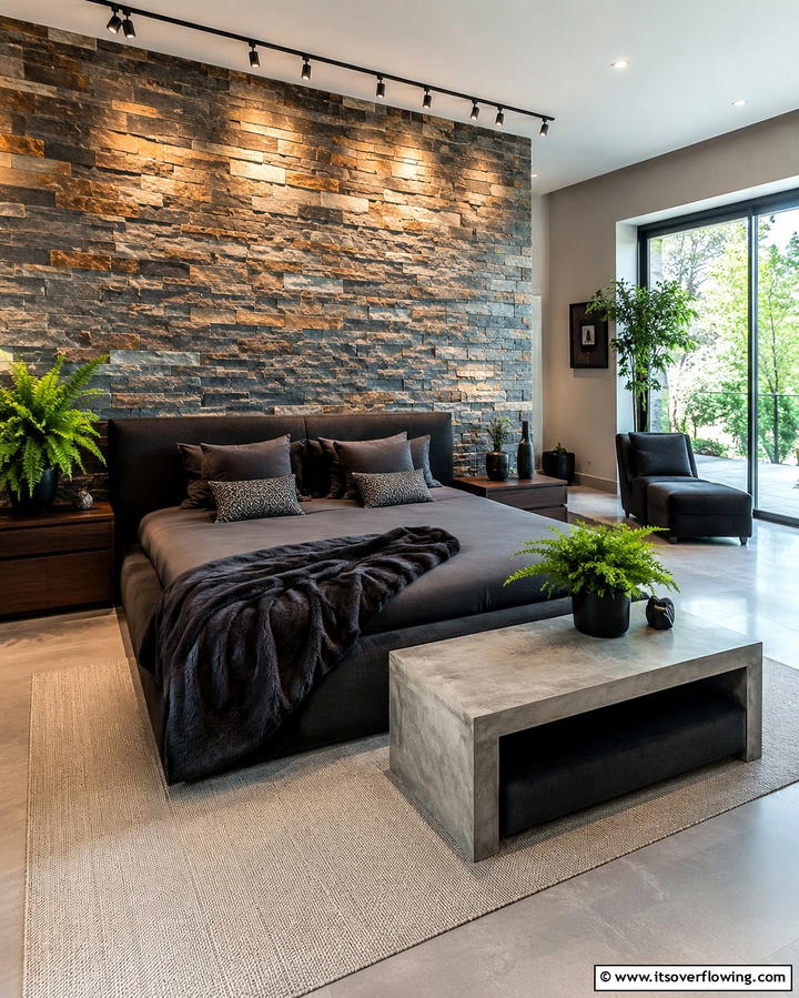 Natural Stone Features - 30 Jungle-Themed Bedroom Ideas- Wild & Whimsical Decor