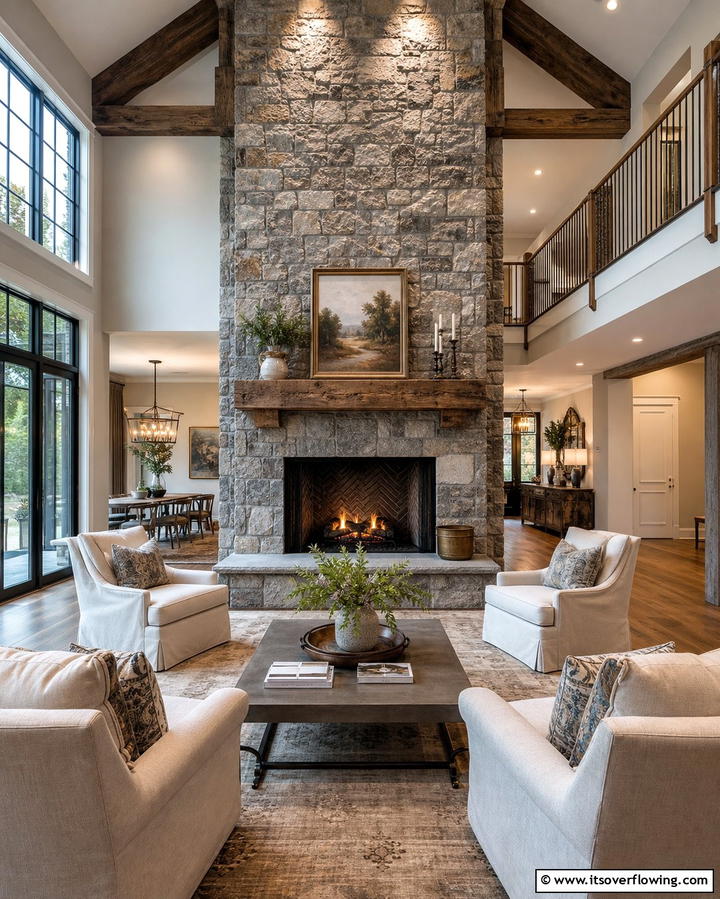 Natural Stone Fireplaces - 25 Modern Cape Cod House Ideas for Coastal Living