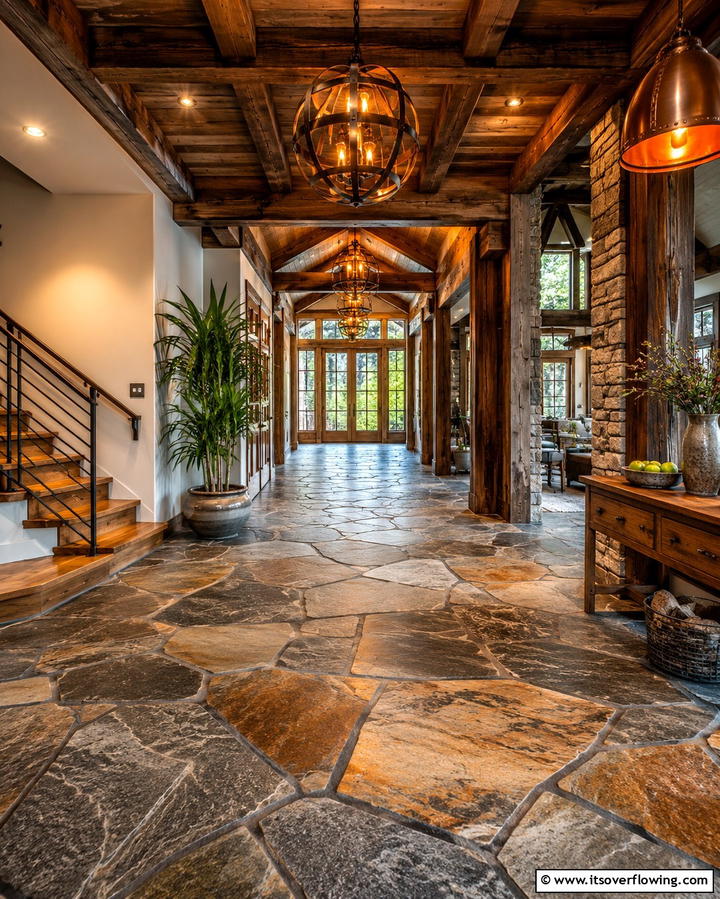Natural Stone Flooring - 25 Garage Flooring Ideas for Durability and Style