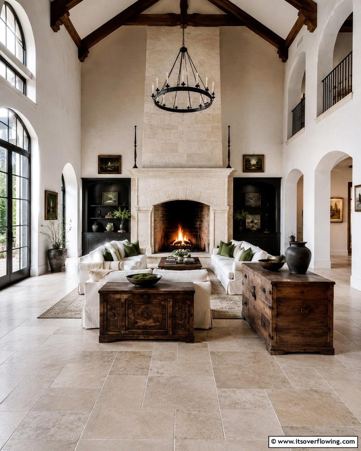 Natural Stone Flooring Elegance - 25 Living Room Flooring Ideas for a Stunning Space