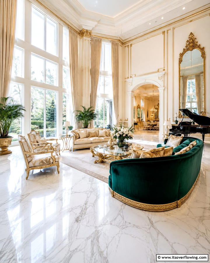 Natural Stone Grandeur - 25 Living Room Flooring Ideas for a Stunning Space