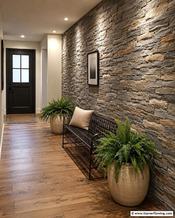 Natural Stone Impressions for an Organic Corridor - 30 Hallway Wallpaper Ideas for a Striking Entryway