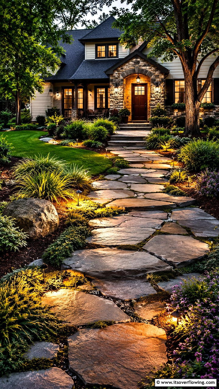 Natural Stone Pathway - 30 Front Yard Landscaping Ideas for Stunning Curb Appeal