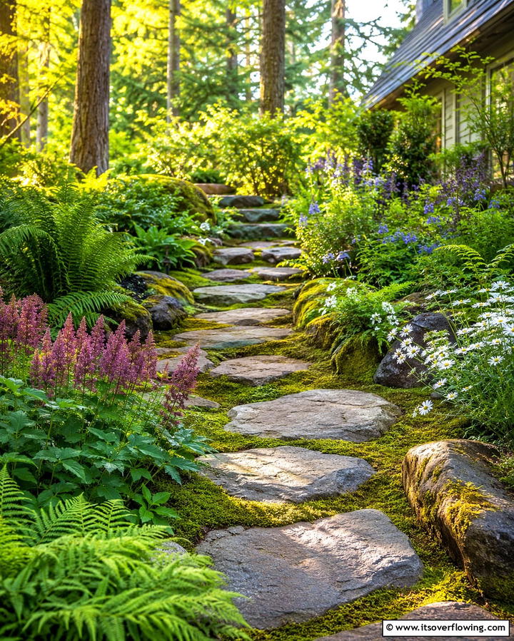 Natural Stone Pathway - 30 Creative Stepping Stone Walkway Garden Ideas