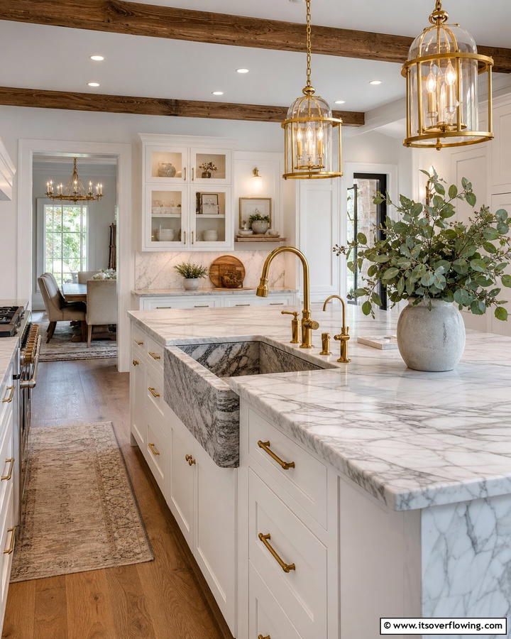 Natural Stone Sink Elegance - 30 Kitchen Sink Ideas Combining Function and Style