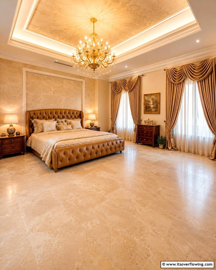 Natural Stone Sophistication - 30 Bedroom Flooring Ideas to Elevate Comfort and Style