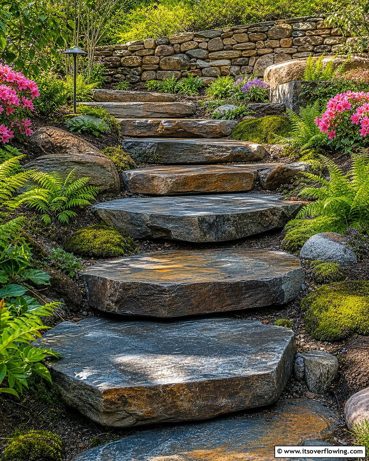 Natural Stone Steps - 25 Patio Steps Ideas to Enhance Your Outdoor Space