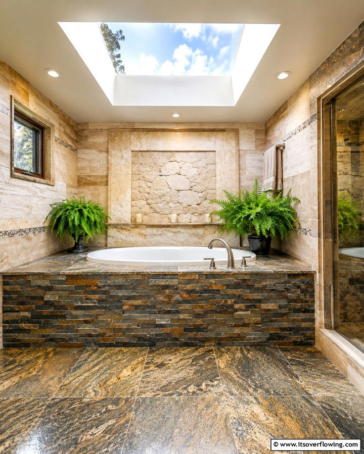 Natural Stone Surround - 25 Elegant Drop-in Tub Ideas for a Spa-Like Bathroom