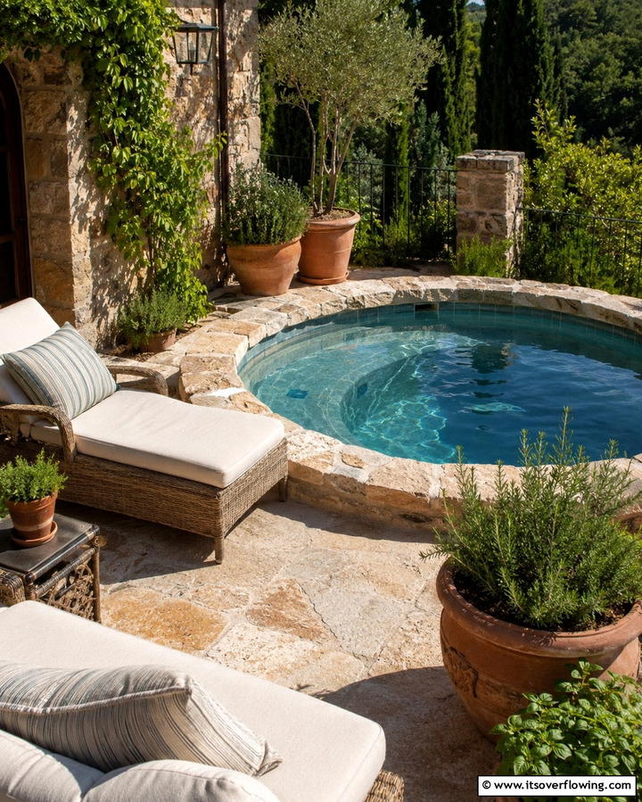 Natural Stone Surround - 25 Spool Pool Ideas for Compact Backyard Spaces