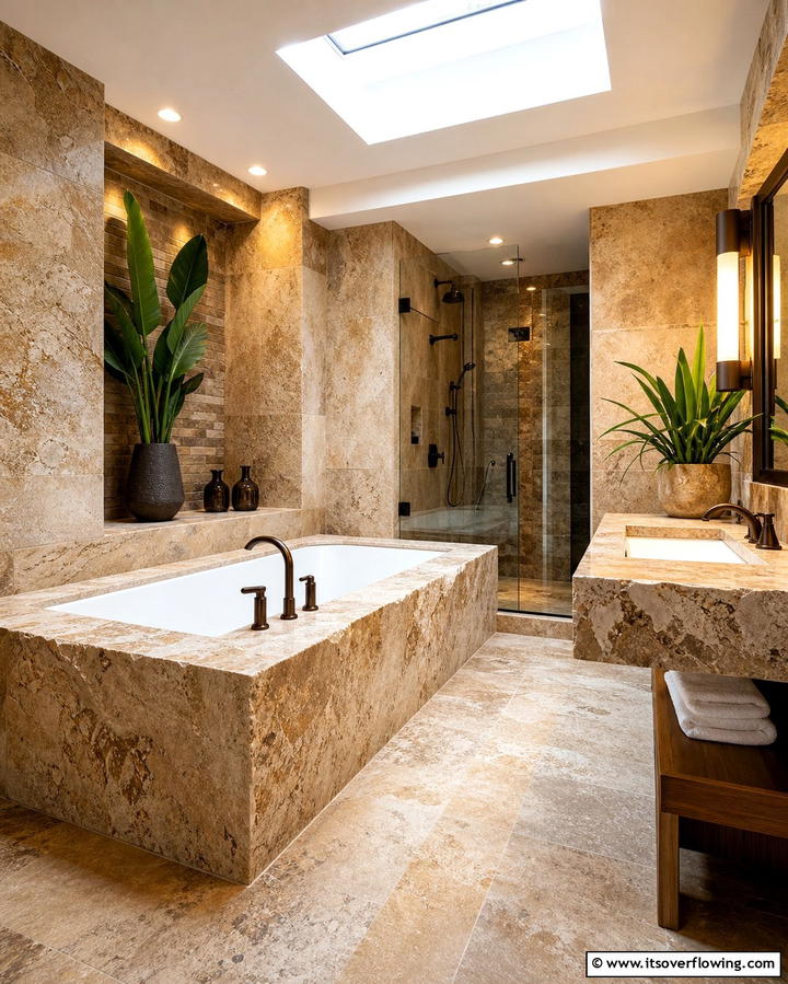 Natural Stone Surround - 25 Bathtub Surround Ideas for a Luxurious Bathroom