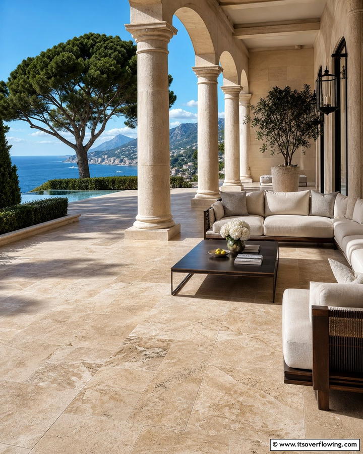 Natural Stone Tiles - 25 Patio Flooring Ideas to Transform Your Outdoor Space