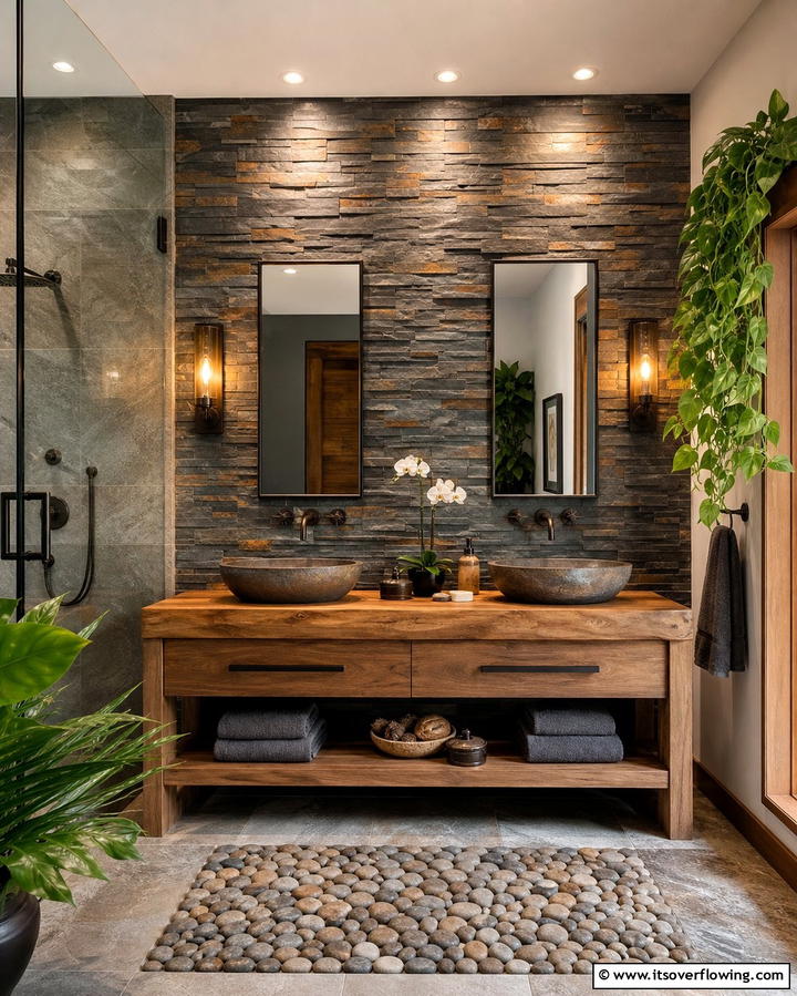 Natural Stone Veneer Panels - 25 Bathroom Wall Paneling Ideas for a Luxurious Look
