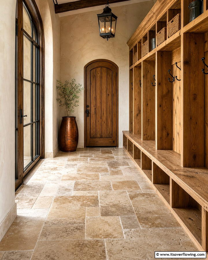 Natural Stone for Timeless Elegance - 25 Mudroom Tile Floor Ideas- Durable & Stylish Designs