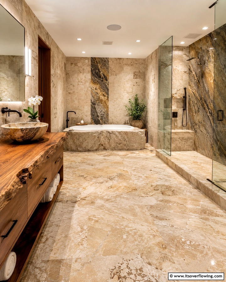 Natural Stone for a Luxurious Touch - 25 Bathroom Flooring Ideas for Style and Durability