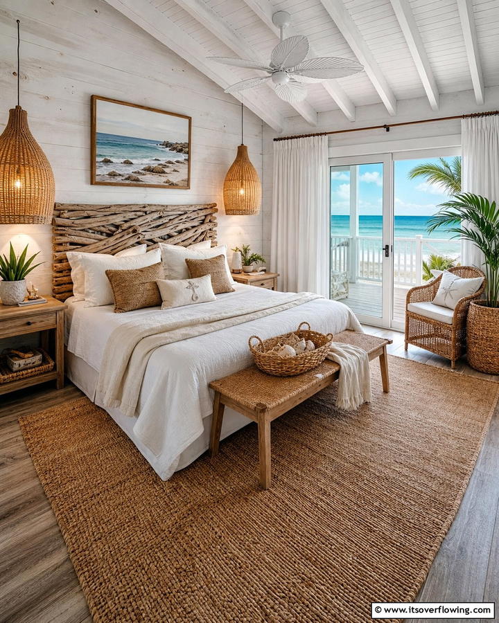 Natural Texture Integration - 21 Coastal Bedroom Ideas for Relaxing Beach Vibes