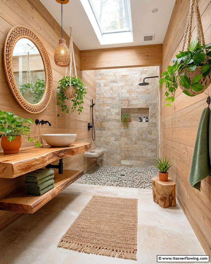 Natural Texture Shiplap Combo - 21 Shiplap Bathroom Ideas for a Rustic or Modern Vibe