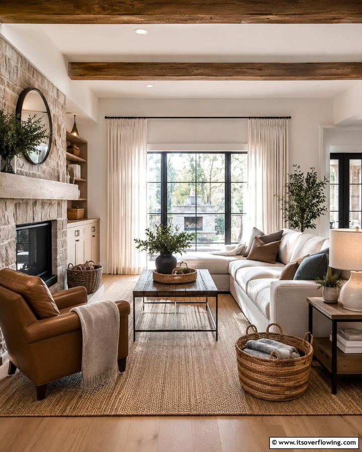 Natural Textures and Materials - 25 Joanna Gaines Living Room Ideas for Farmhouse Style
