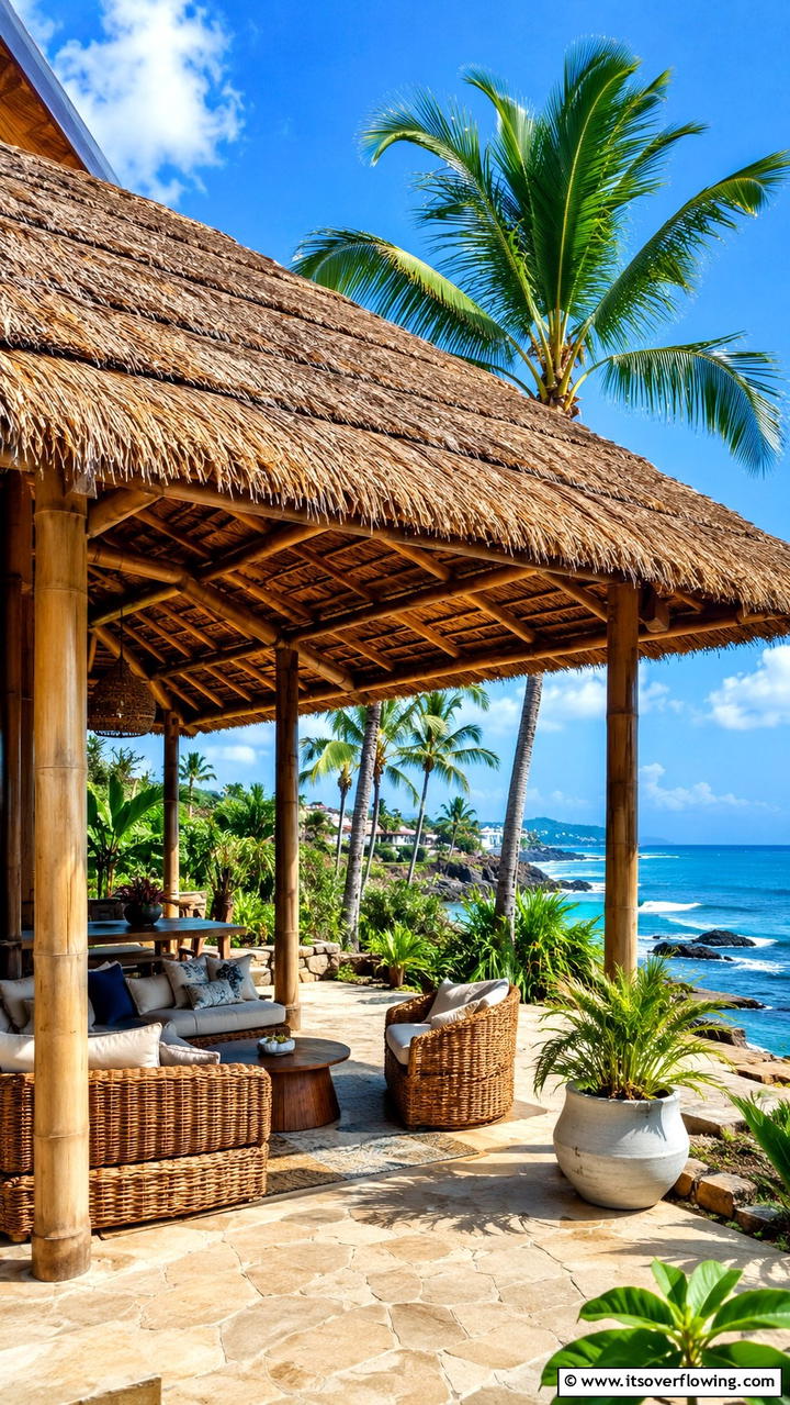 Natural Thatched Aesthetic - 30 Deck Roof Ideas for Shaded Outdoor Living