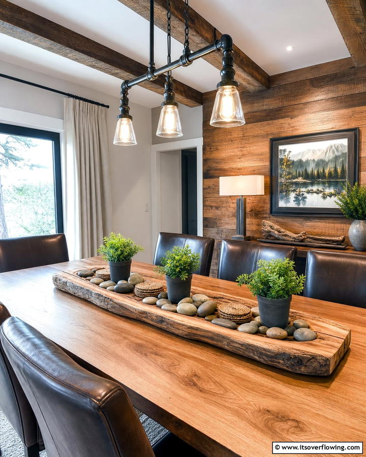 Natural Wood Accent - 21 Dining Table Centerpiece Ideas for Every Season