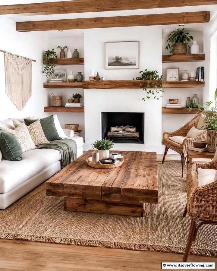 Natural Wood Accents - 30 Eclectic Boho Decor Ideas for a Free-Spirited Home Vibe