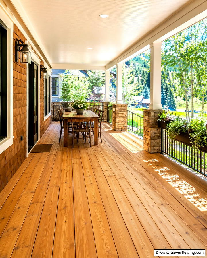 Natural Wood Decking - 30 Rustic Front Porch Ideas for a Welcoming Entryway