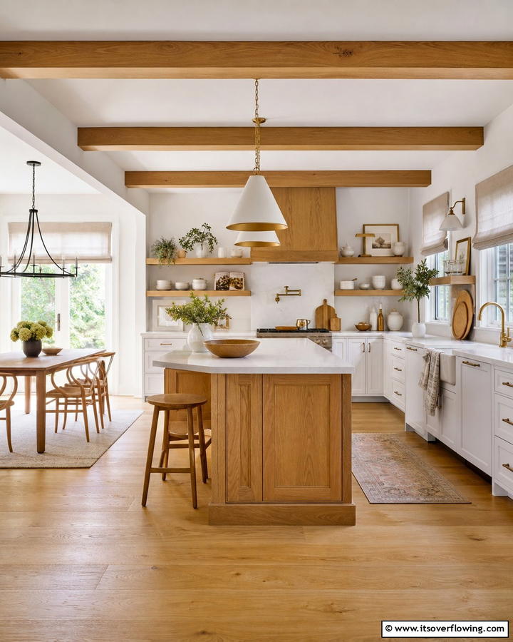 Natural Wood Elements - 21 Farmhouse Kitchen Ideas for a Cozy, Timeless Look