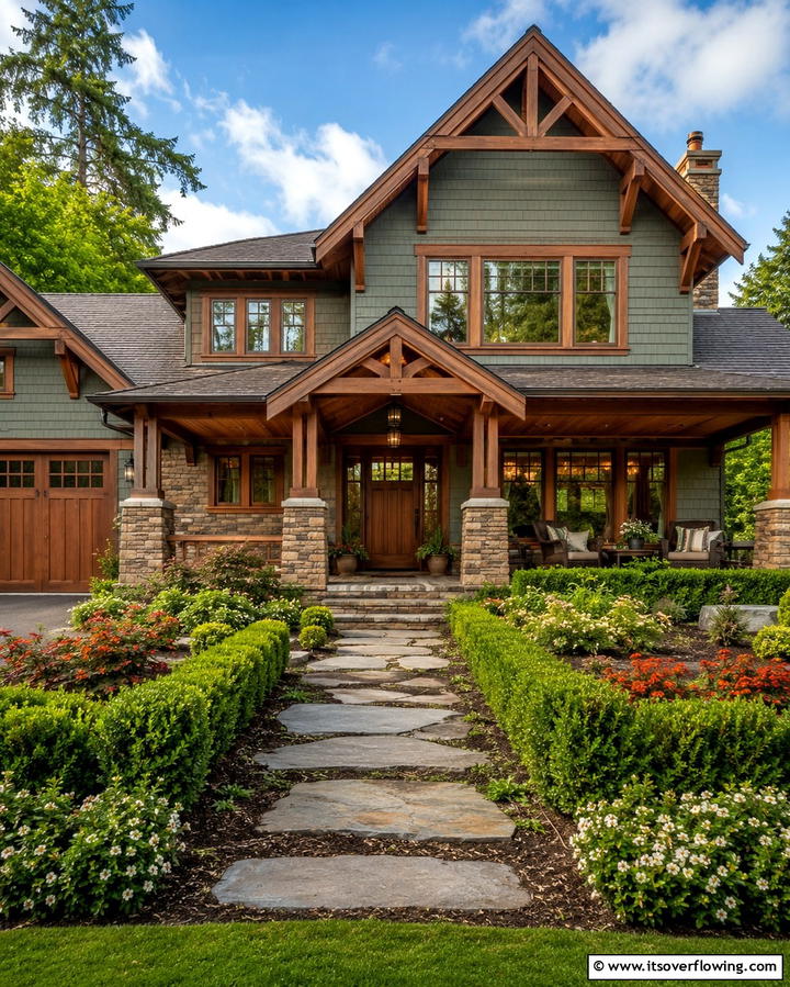 Natural Wood ElementsExact - 25 Craftsman Style House Exterior Ideas for Curb Appeal