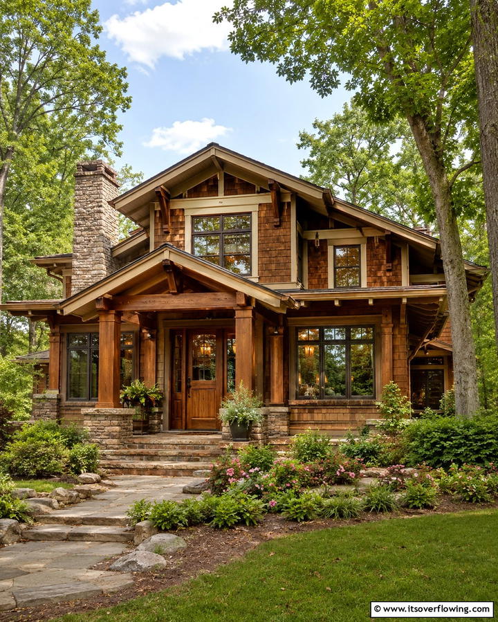 Natural Wood ElementsOne - 25 Craftsman Style House Exterior Ideas for Curb Appeal