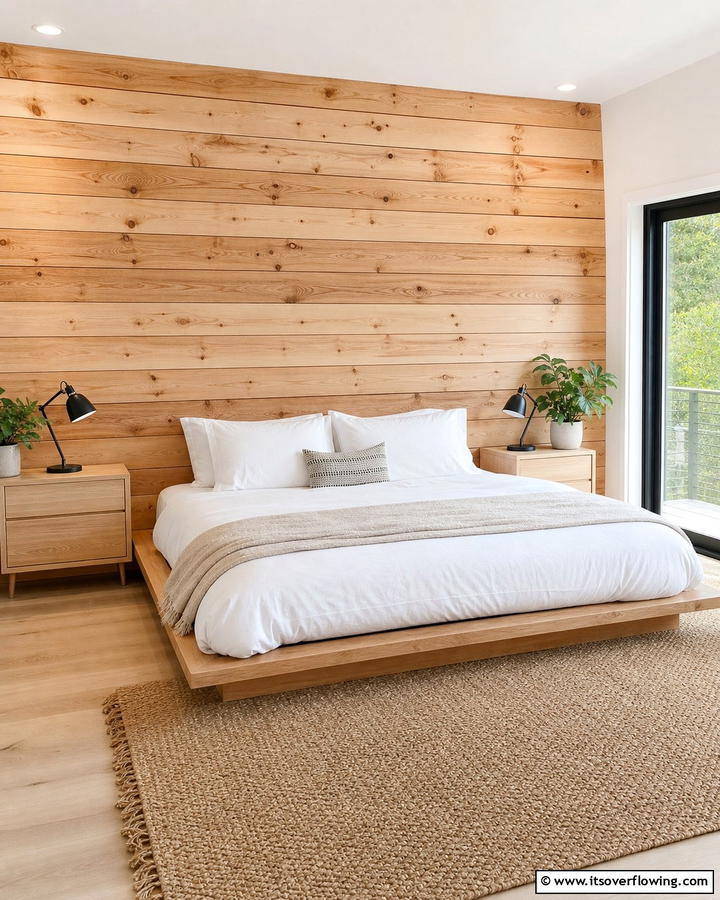 Natural Wood Finish Shiplap Accent Wall - 21 Shiplap Accent Wall Ideas for Rustic & Modern Homes