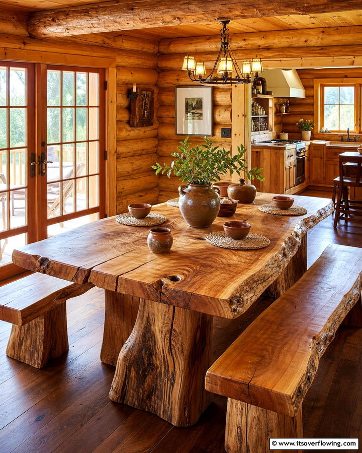 Natural Wood Furniture - 25 Log Cabin Interior Design Ideas for Cozy Living