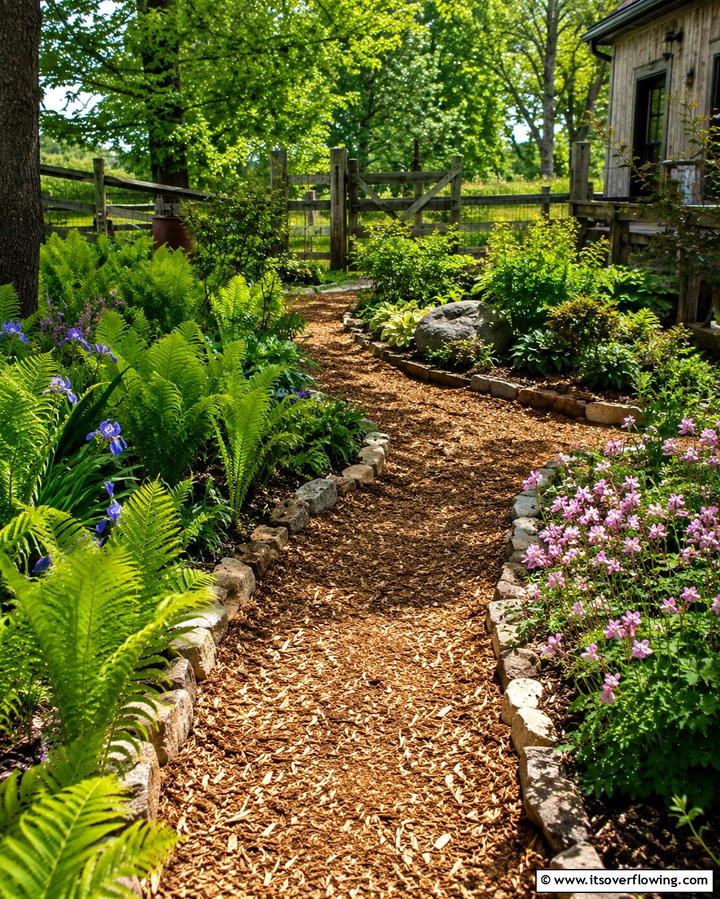 Natural Wood Mulch Pathway - 25 Mulch Pathway Ideas for a Beautiful Garden