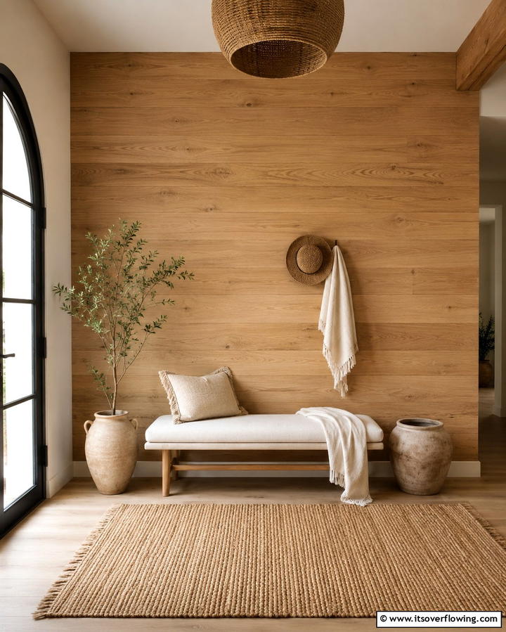Natural Wood Shiplap Entryway - 25 Shiplap Wall Entryway Ideas for a Welcoming First Impression