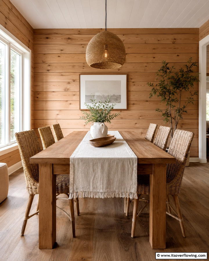 Natural Wood ShiplapExact - 25 Shiplap Dining Room Wall Ideas for Rustic Charm