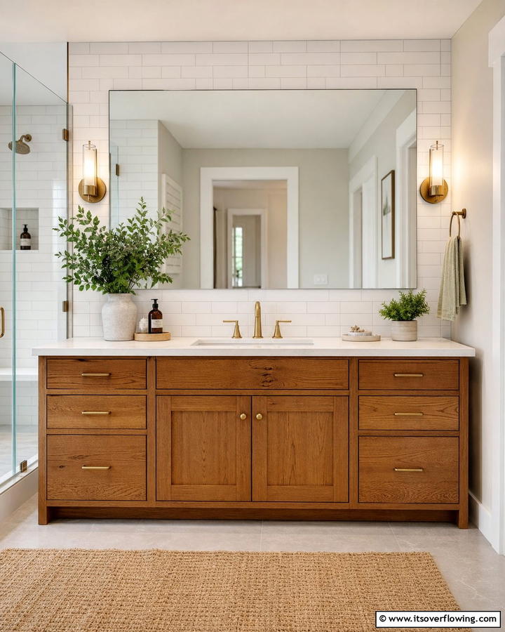 Natural Wood Stains for Added Warmth - 20 Wood Bathroom Vanity Ideas for a Warm Look