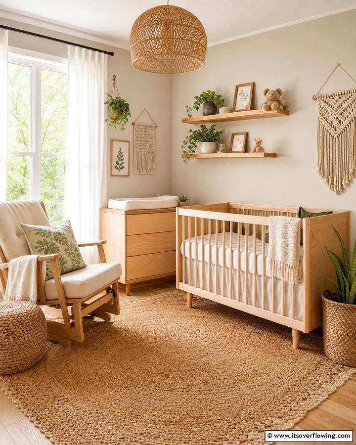 Natural Wood Tones - 25 Boho Nursery Ideas for a Cozy and Chic Space