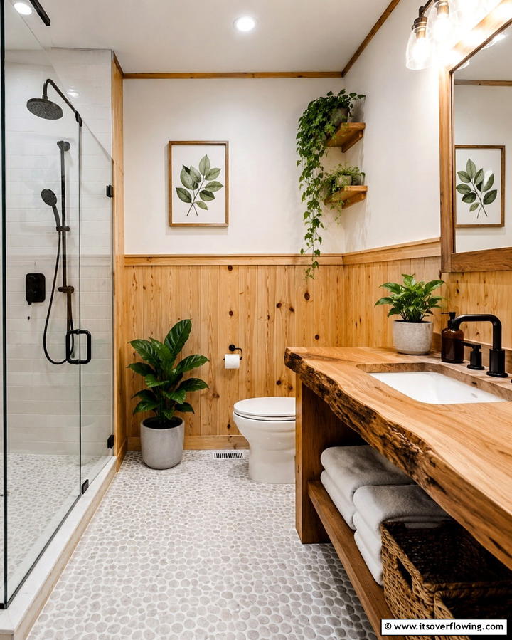 Natural Wood Wainscoting - 25 Bathroom Wainscoting Ideas to Elevate Your Decor