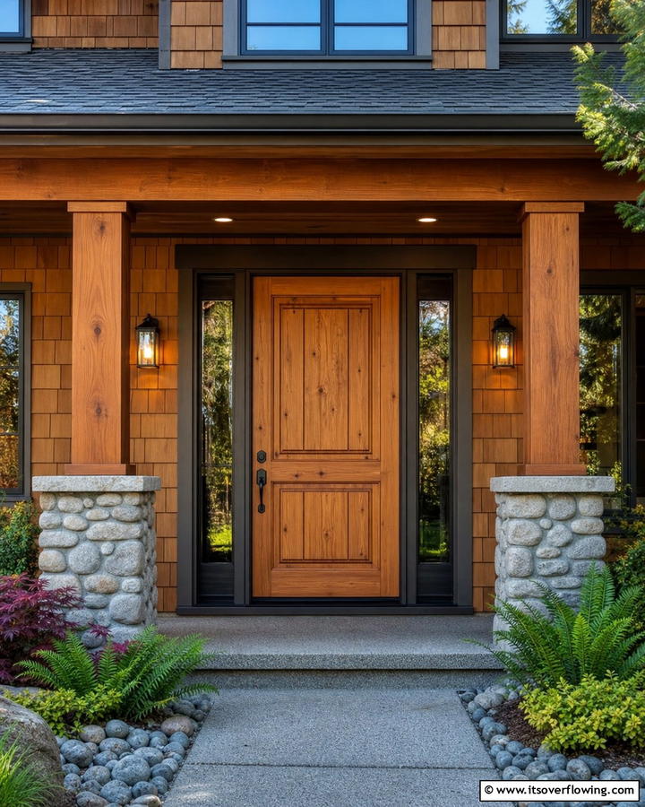 Natural Woodgrain Finish - 25 Stylish Brown Front Door Ideas for Your Home