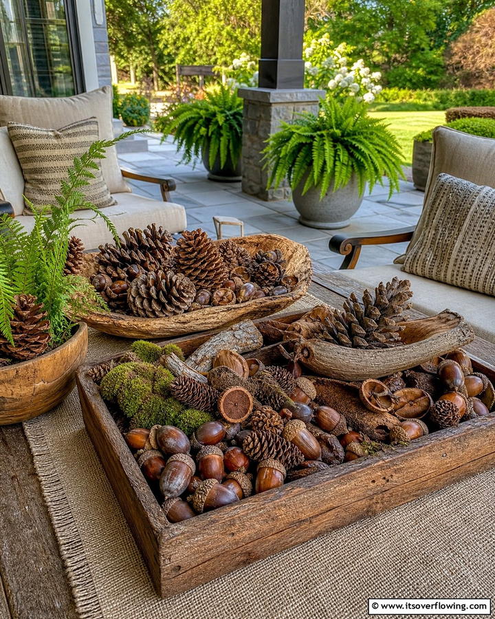 Natural Woodland Centerpieces - 21 Fall Outdoor Decorating Ideas for a Cozy Vibe