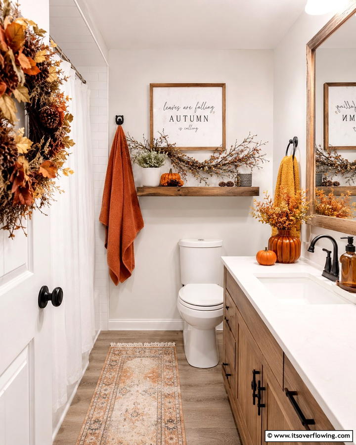 Natural Wreaths or Garlands - 25 Fall Bathroom Decor Ideas for a Seasonal and Stylish Update