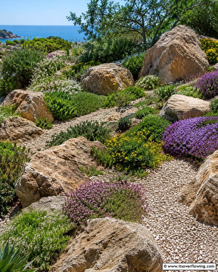 Naturalistic Rock Garden - 30 Mediterranean Garden Ideas to Create a Coastal Oasis