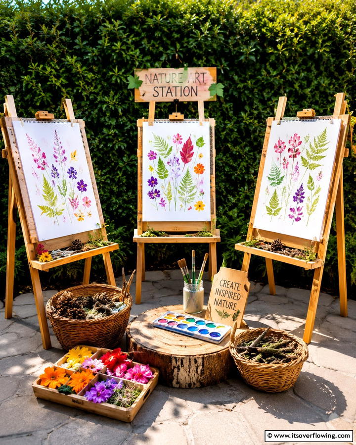 Nature Art Station - 30 EYFS Outdoor Area Ideas for Engaging Play Spaces