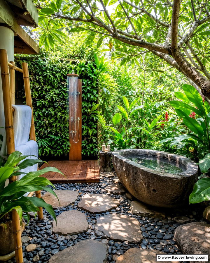 Nature Infused Bath - 30 Outdoor Bathroom Ideas for a Luxurious Backyard Oasis