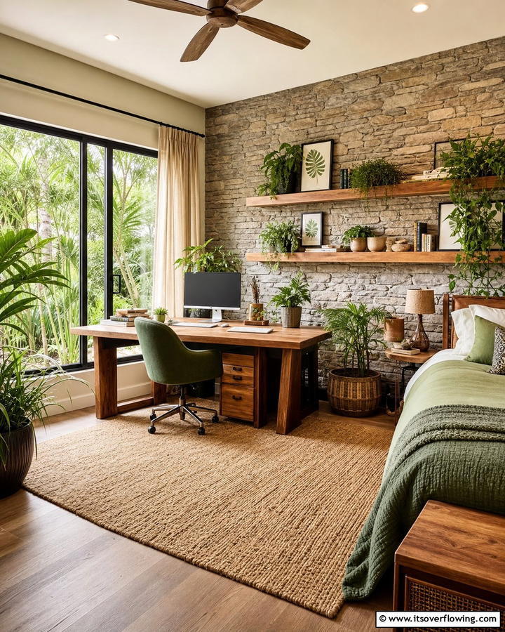 Nature Infused Design - 21 Functional Bedroom Office Ideas for Productive Spaces