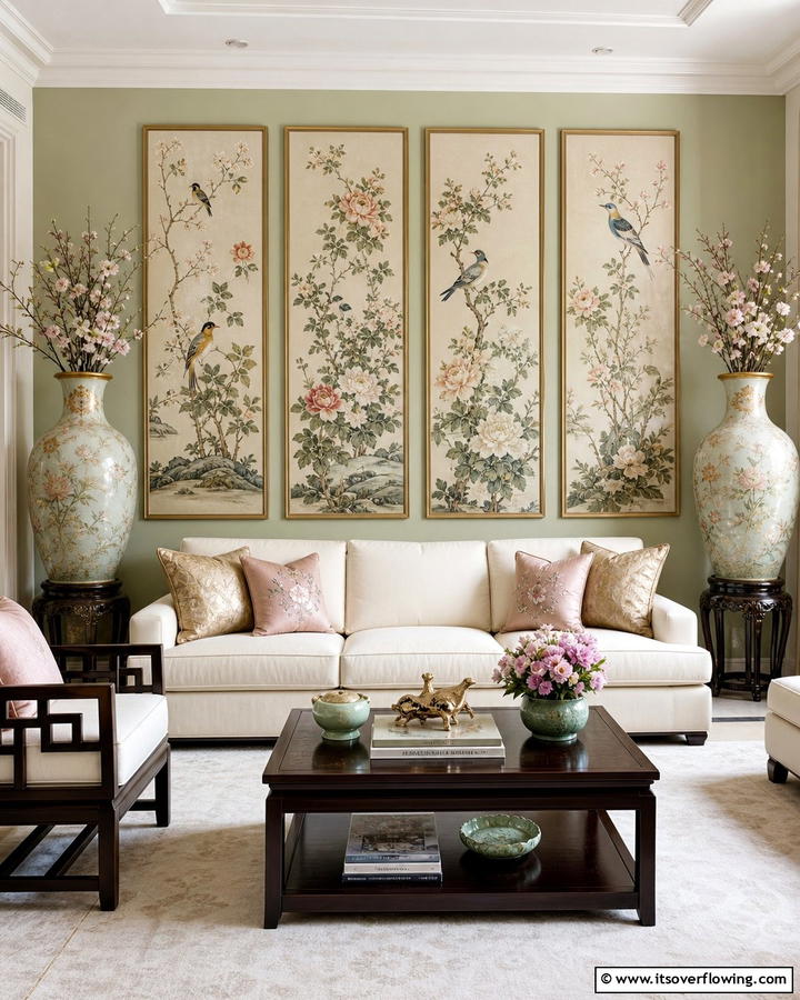 Nature Inspired Artwork - 20 Chinoiserie Living Room Ideas for Timeless Style