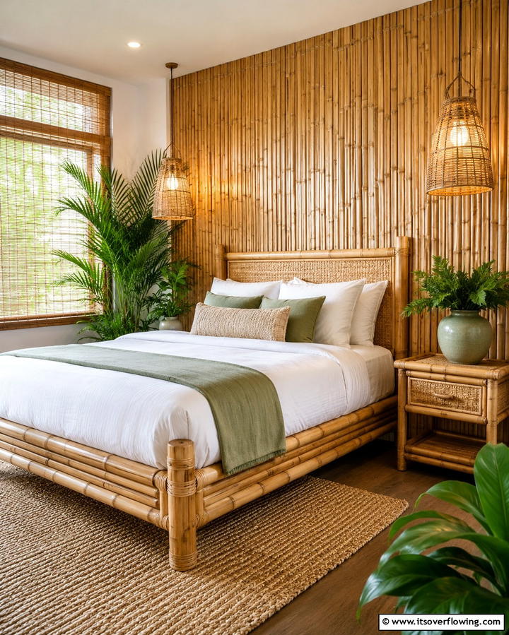 Nature Inspired Bamboo Decor - 25 Serene Asian Bedroom Ideas for a Peaceful Space